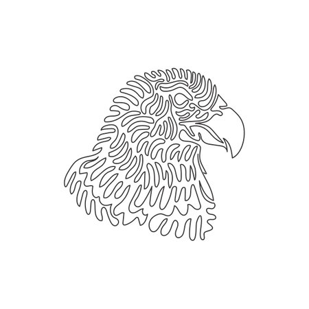 Continuous curve one line drawing abstract art. Hawk has sharply pointed, strong beak. Single line editable stroke vector illustration of hawks birds of prey for logo, syimbol, wall decor, boho posterのイラスト素材