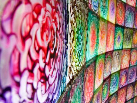 Art flowers on the glass wallの写真素材