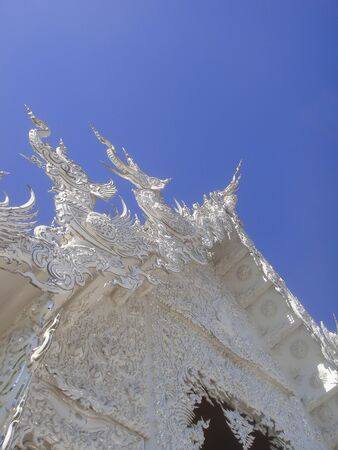 White Buddhist temple in Thailandの写真素材