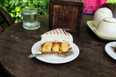 Let's eat a piece of banoffee cakeの写真素材