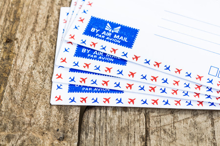 an envelopes on wooden backgroundの写真素材