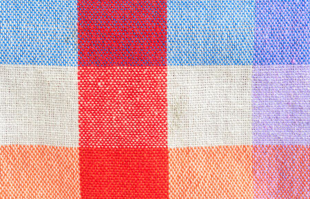 colorful checked fabric tablecloth textureの写真素材