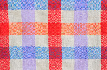 colorful checked fabric tablecloth textureの写真素材