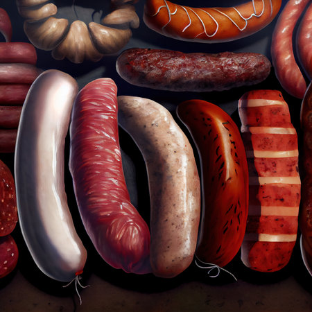 A bunch of different sausagesの写真素材