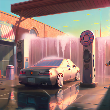 Automatic car washing, without peopleの写真素材