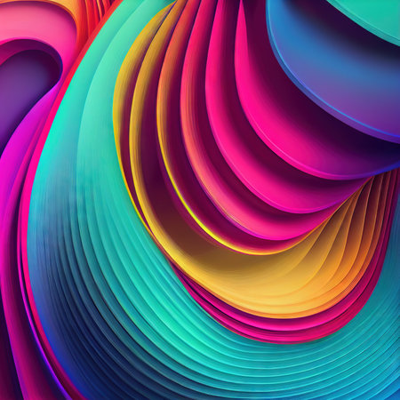 3d volumetric colorful curl wave backgroundの写真素材