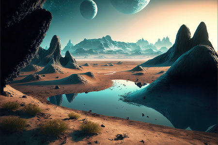 Majestic alien planet landscape