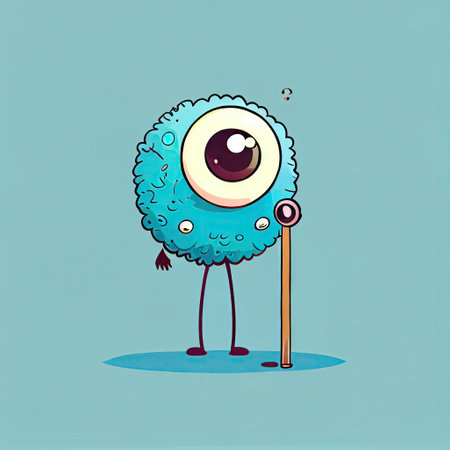 cute eye cartoon character came up with an idea, cartoon style, modern simple illustration