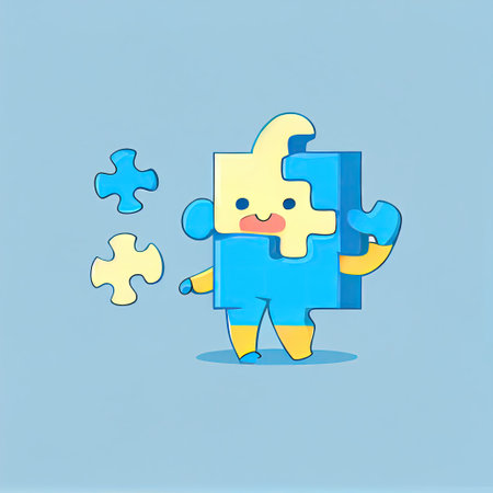 cute puzzle cartoon character came up with an idea, cartoon style, modern simple illustrationの写真素材