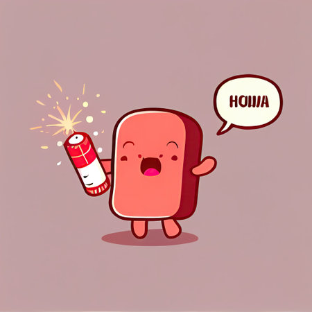 cute liver cartoon character clapping firecrackers, cartoon style, modern simple illustration