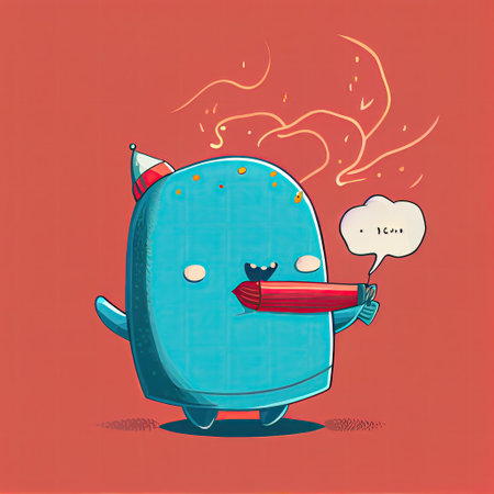 cute whale cartoon character clapping firecrackers, cartoon style, modern simple illustration