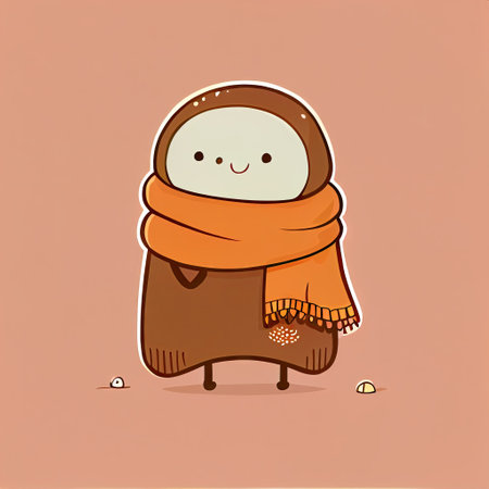 cute liver cartoon character in a scarf, cartoon style, modern simple illustrationの写真素材