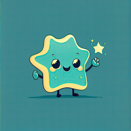 cute star cartoon character shows hands gesture blah-blah gesture, cartoon style, modern simple...