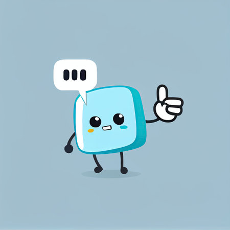 cute cursor cartoon character shows emoji shrug, cartoon style, modern simple illustration