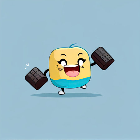 cute dumbbells cartoon character shows emoji rolling on the floor laughing, cartoon style, modern...