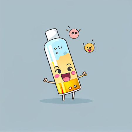 cute medical test tube cartoon character shows emoji rolling on the floor laughing, cartoon style, modern simple illustrationの写真素材