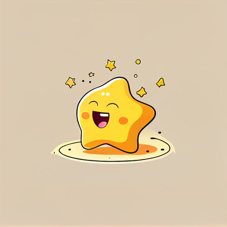 cute star cartoon character shows emoji rolling on the floor laughing, cartoon style, modern simple...