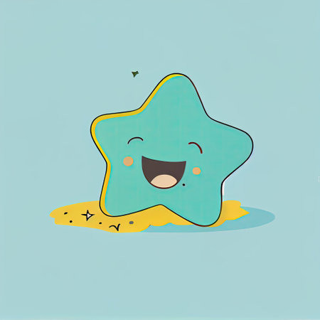 cute star cartoon character shows emoji rolling on the floor laughing, cartoon style, modern simple...