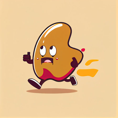 cute liver cartoon character run, cartoon style, modern simple illustrationの写真素材