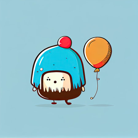 cute balloon cartoon character came up with an idea, cartoon style, modern simple illustration