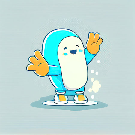 cute snowboard cartoon character making gesture high five, cartoon style, modern simple illustration