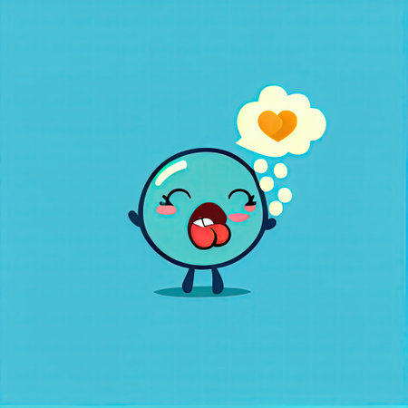 cute drug cartoon character shows emoji face throwing a kiss, cartoon style, modern simple...