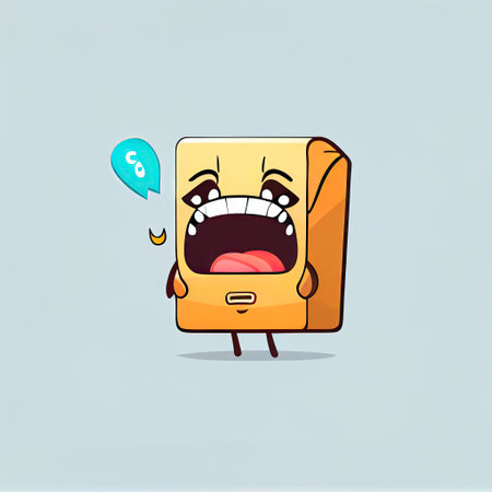 cute envelope cartoon character shows emoji loudly crying face, cartoon style, modern simple illustrationの写真素材