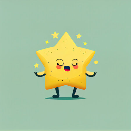 cute star cartoon character shows emoji shrug, cartoon style, modern simple illustrationの写真素材