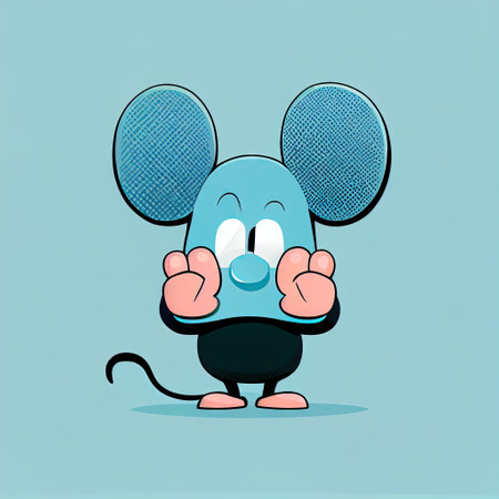 cute ear cartoon character shows hands gesture blah-blah gesture, cartoon style, modern simple illustrationの写真素材