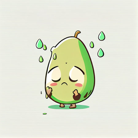 cute pistachio cartoon character cries, cartoon style, modern simple illustration