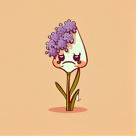 cute statice flower cartoon character cries, cartoon style, modern simple illustration