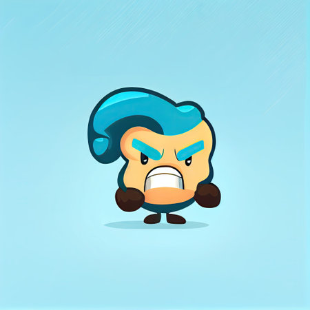 cute cashew cartoon character angry, cartoon style, modern simple illustrationの写真素材