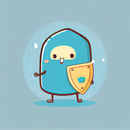 cute date cartoon character protected by a shield, cartoon style, modern simple illustrationの写真素材