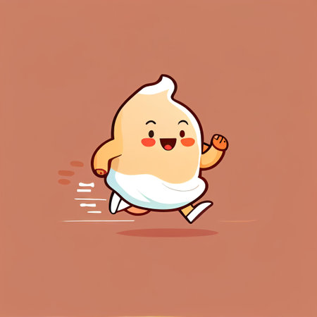 cute roship cartoon character runs, cartoon style, modern simple illustrationの写真素材