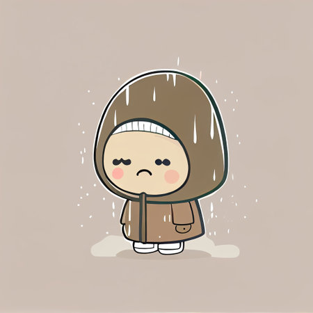 cute amlaberry cartoon character sad, cartoon style, modern simple illustrationの写真素材