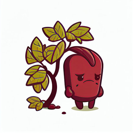 cute barberry cartoon character sad, cartoon style, modern simple illustrationの写真素材