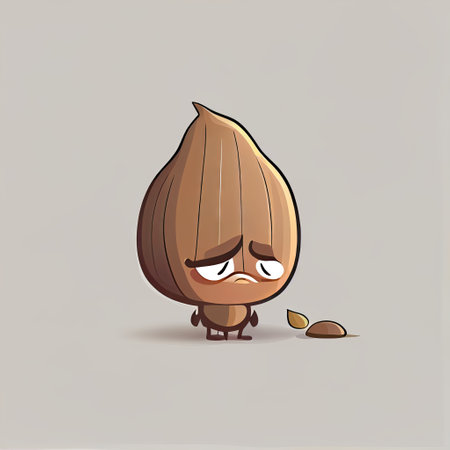 cute beechnut cartoon character sad, cartoon style, modern simple illustrationの写真素材