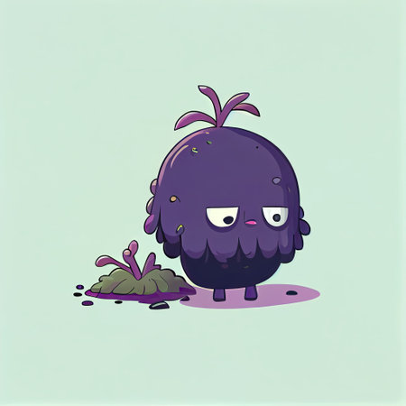 cute crowberry cartoon character sad, cartoon style, modern simple illustrationの写真素材