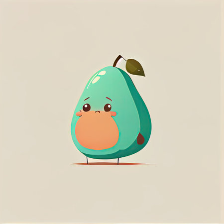 cute fig cartoon character sad, cartoon style, modern simple illustrationの写真素材