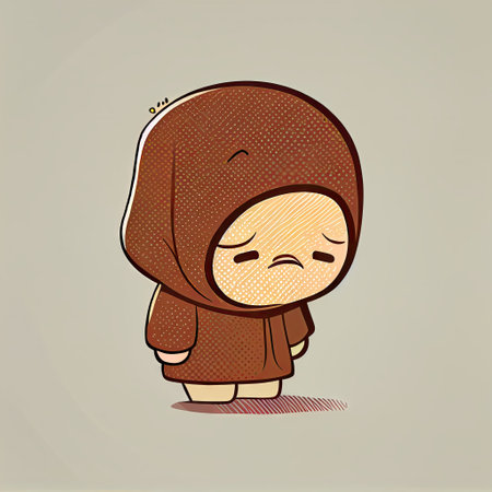 cute jostaberry cartoon character sad, cartoon style, modern simple illustrationの写真素材
