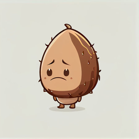 cute pinenut cartoon character sad, cartoon style, modern simple illustrationの写真素材