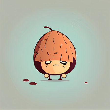 cute pinenut cartoon character sad, cartoon style, modern simple illustrationの写真素材
