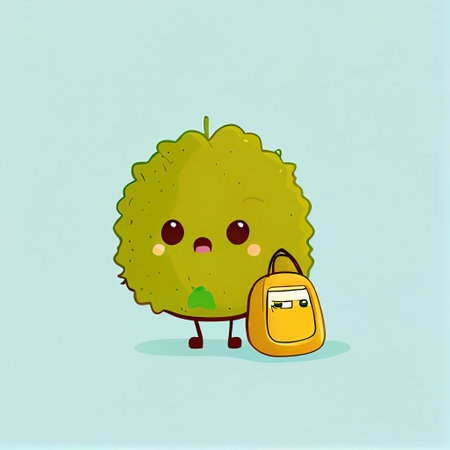 cute bergamot cartoon character with a bag, cartoon style, modern simple illustrationの写真素材