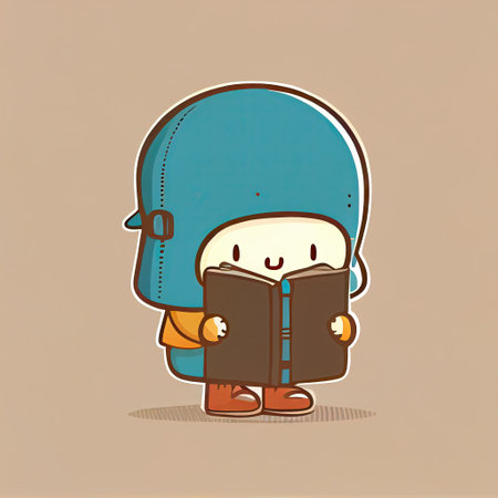 cute date cartoon character with a book in hands, cartoon style, modern simple illustrationの写真素材