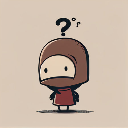 cute jostaberry cartoon character with questions sign over head, cartoon style, modern simple illustrationの写真素材