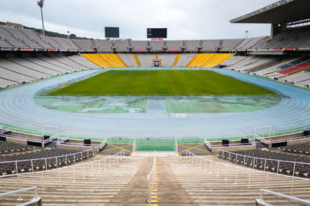 Barcelona, Spain - October 27 2020: Empty Footbal Stadium for lockdown