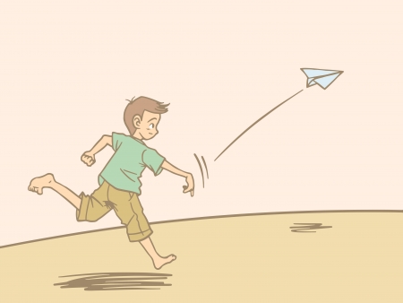 Child and paper airplaneのイラスト素材