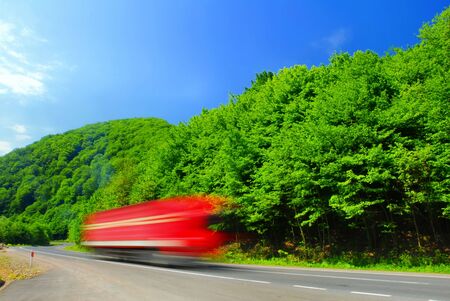 Fast moving heavy truckの写真素材