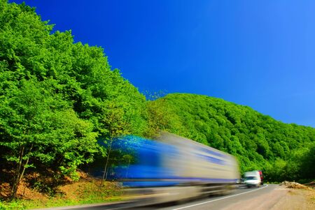 High speed heavy truck on dutyの写真素材