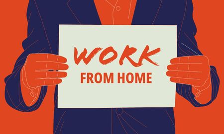 Illustration of a campaign to work at home to prevent the spread of the virus.のイラスト素材
